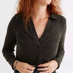 Madewell brushed rib polo crop cardigan